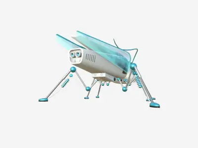 Insect Robot F04 White Blue - SciFi Character Design Low-poly 3D model