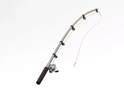 Reel fishing rod Low-poly 3D model