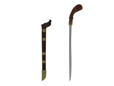 Badik Sword Low-poly 3D model