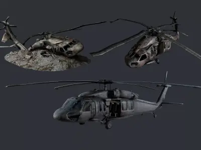 Sikorsky UH60 Black Hawk Military Helicopter Game Ready Pack 08 Low-poly 3D model