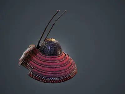 Samurai helmet - Hoshi kabuto Low-poly 3D model
