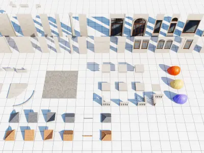 Neo-Classical Modular Building Kit  Low-poly 3D model