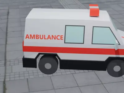 Low Poly Ambulance Vehicle 3D Model FBX GLB OBJ BLEND Low-poly 3D model