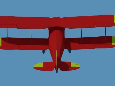 Low poly biplane or plane Low-poly 3D model