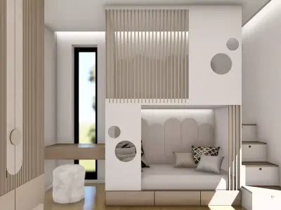Modern Baby Room Furniture Set with Built Free low-poly 3D model