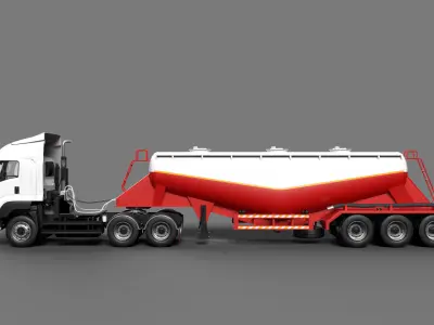 Isuzu GXZ360 Bulk Cement Trailer 3D model 3D model