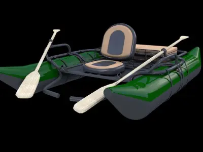 River Fishing Pontoon  Low-poly 3D model