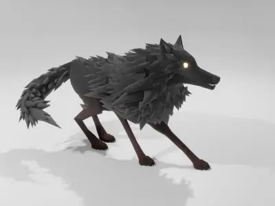 Low Poly Dark Wolf Free low-poly 3D model