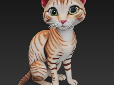 Cat Realistic 3D Model Basic - Low Poly Realistic  Low-poly 3D model