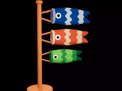 Koinobori Low-poly 3D model