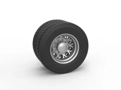 Rear custom wheel of semi truck Version 23 Scale 1 to 25 3D print model