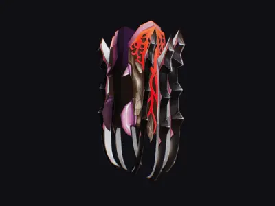 Claw Hand Bloody Claws Glove Blade Cutting Edged Claws Wedge Low-poly 3D model