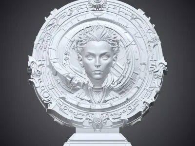 Sci-Fi Female Warrior Bust Tech-Ornate Portal Edition PM-351 3D print model