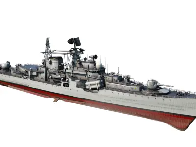 Hangzhou class destroyer DDG136 956EM Sovremenny class destroyer Low-poly 3D model