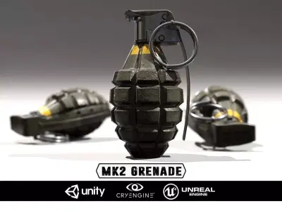MK2 Grenade - Models and Textures Low-poly 3D model