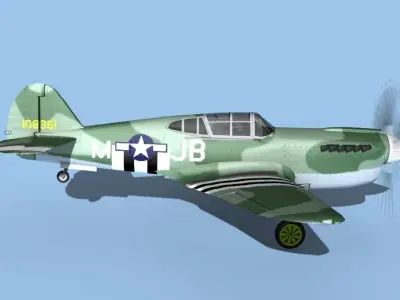 Curtiss P-40F Warhawk V07 USAAF 3D model