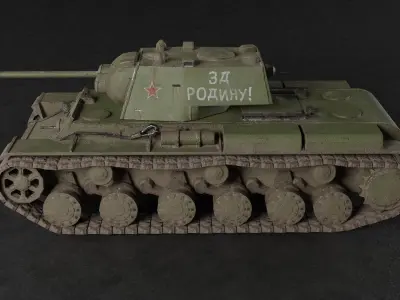KV-1 Soviet WW2 Heavy tank Low Poly PBR Low-poly 3D model