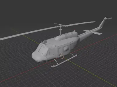 Bell 212 UH-1N Twin Huey - High Detail Helicopter 3D print model