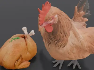 Animated Chicken 2 in 1  Low-poly 3D model
