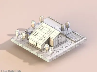 Cartoon City House Low-poly 3D model