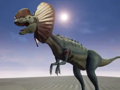 Dilophosaurus 3D model Maya 2016 Zbrush Low-poly 3D model