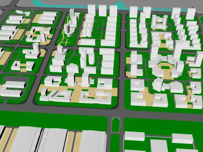 Urban highrise building ancillary building commercial 3D model