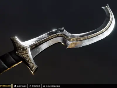 Steel Egyptian Khopesh Sword - PBR game ready 3d weapon Low-poly 3D model