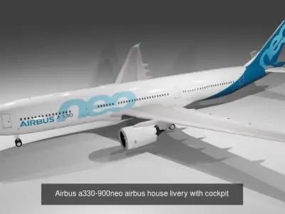 Airbus a330-900neo model with cockpit low poly 10 liveries 3D Model Collection