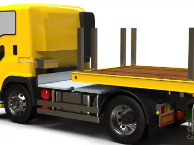 Generic Flatbed Semi-Trailer Truck 13M 3D model