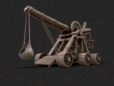 Medieval Siege Catapult Trebuchet Low-poly 3D model