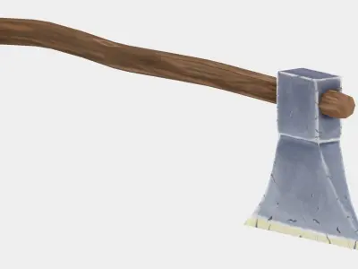 Cartoon hand-painted axe Free low-poly 3D model