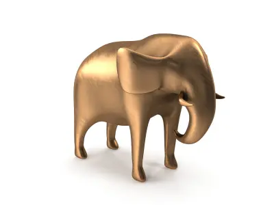 Elephant PBR golden Low-poly 3D model