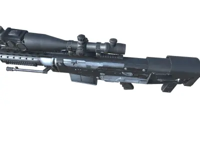 22-AS50-gun model 3d game ready model Low-poly 3D model Low-poly 3D model