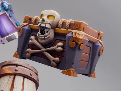 Chest collection fantasy  Low-poly 3D model
