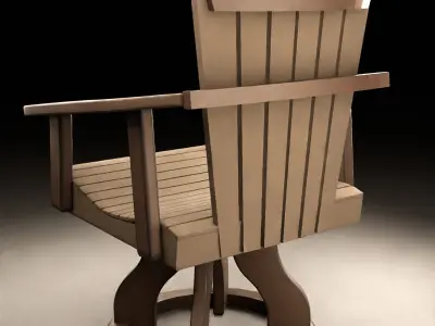 Detailed Wooden Arm Chair 3D model
