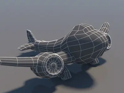 Cartoon Plane Low-poly 3D model