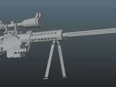 Animated Barrett Rifle Free 3D model
