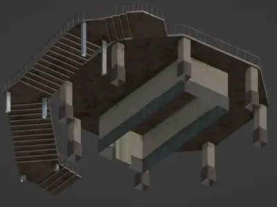 2 Sites of Helipad Low-poly 3D model