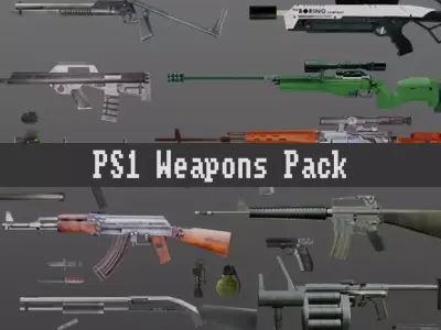PS1 Weapons Pack Low-poly 3D model