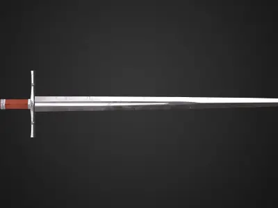 Medieval sword Low-poly 3D model 23