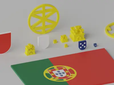 Cartoon Portugal Flag 3D model