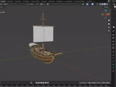 Sea of Thieves Sloop Hand-Built Texturized and Fully Functional 3D model