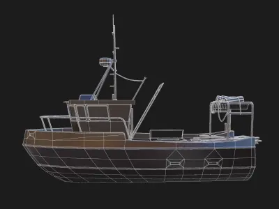 Fishing boat Low-poly 3D model