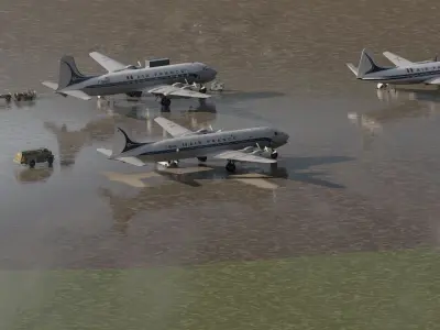 DOUGLAS DC-3 DOUGLAS DC-4 and VICKERS VISCOUNT V-700 3D model