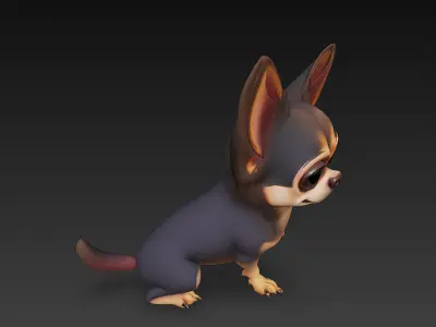 Chihuahua Dog Realistic 3D Model - Low Poly Realistic Low-poly 3D model