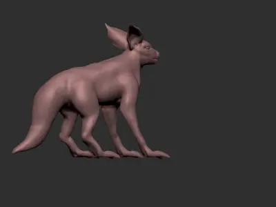 half cat half fox Low-poly 3D model