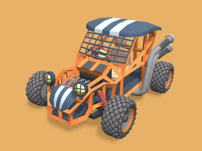 Stylized Toon Buggy Low-poly 3D model