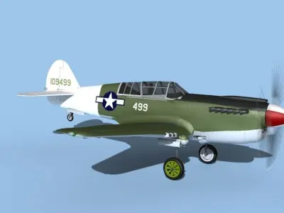 Curtiss P-40N Warhawk V02 USAAF  3D model