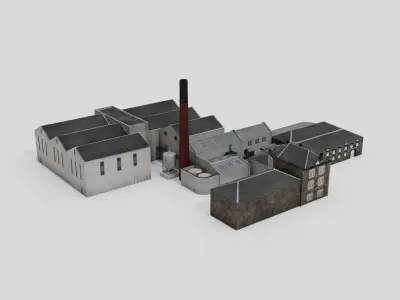 Oban Distillery Stone Buildings Low-poly 3D model