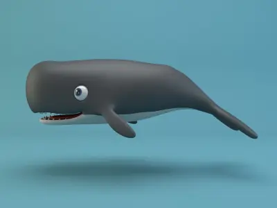 Cartoon Whale Low-poly 3D model